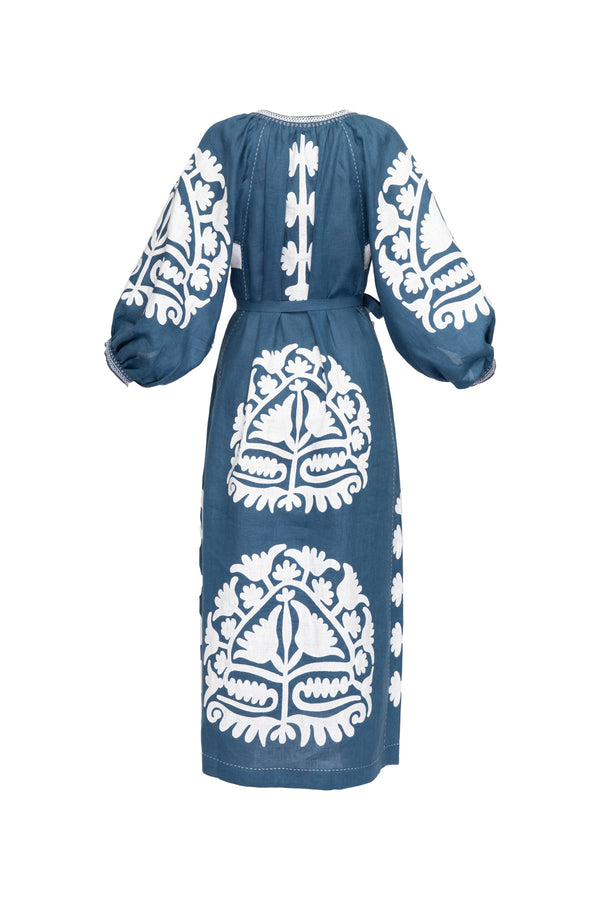 Shalimar Dress - Cobalt Blue & White