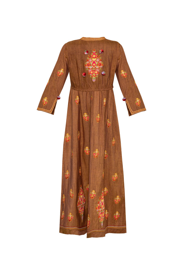 Hermitage Handloom Tweed Silk Dress - Patchouli