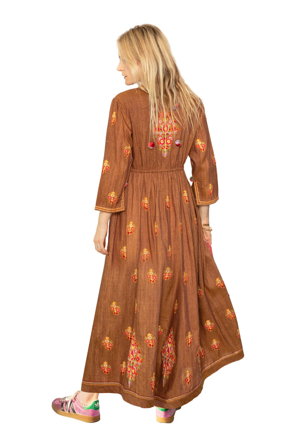 Hermitage Handloom Tweed Silk Dress - Patchouli