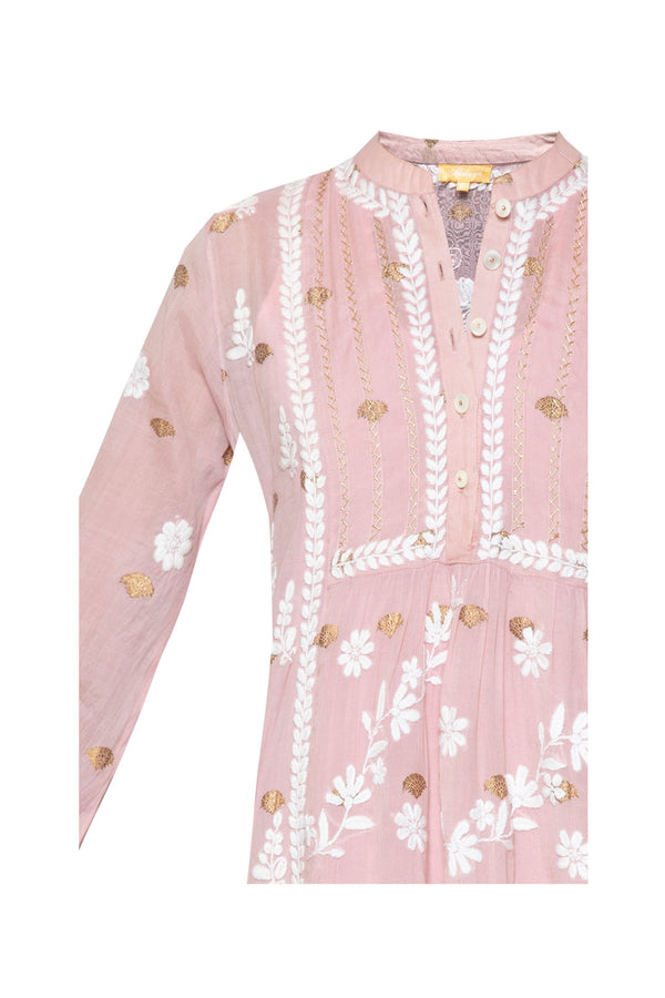 Piazza Gold Weave Dress - Sherbet Pink