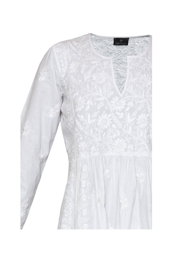 Cotton Embroidered Dress - White