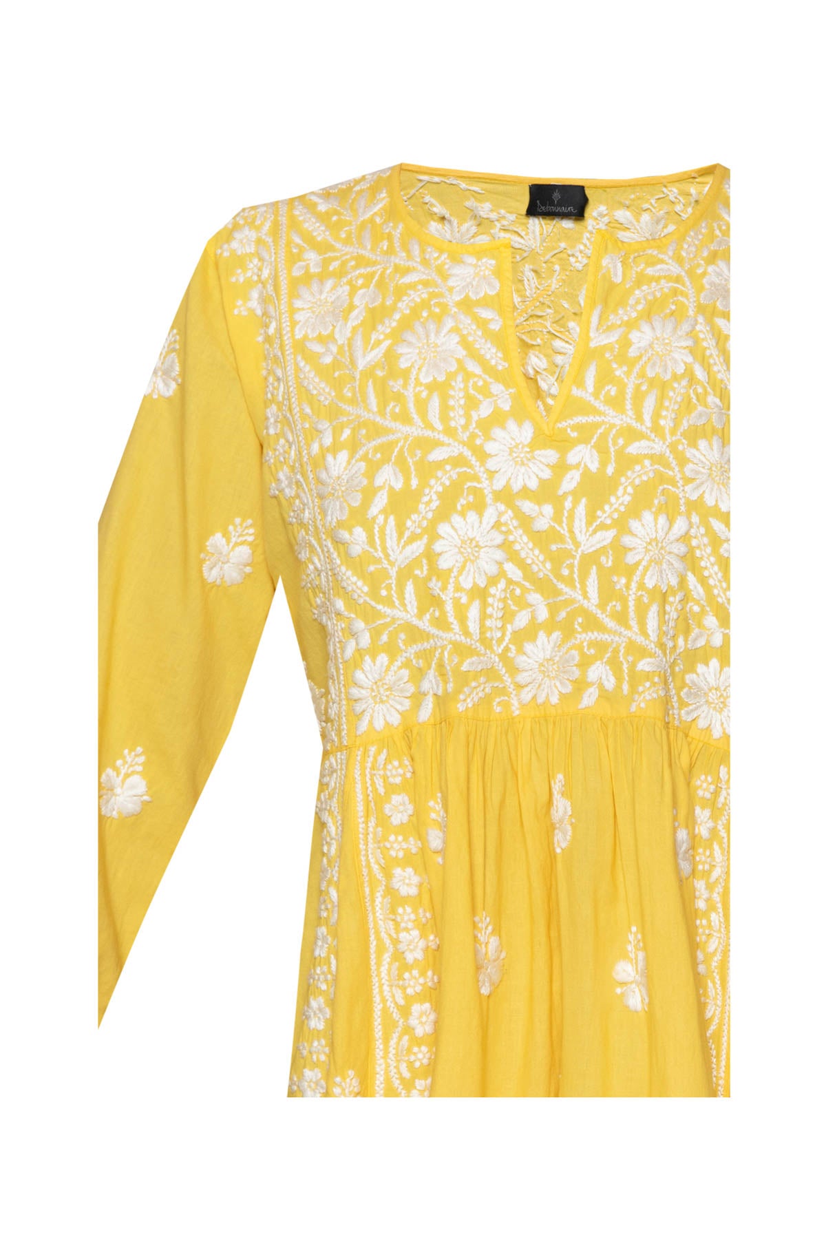Cotton Embroidered Dress - Yellow