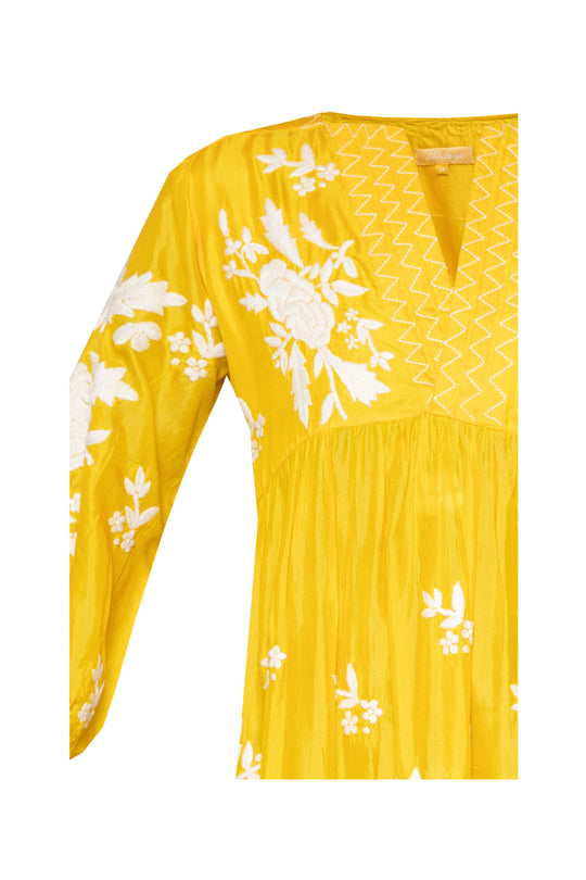 Palm Beach Silk Maxi Dress - Yellow