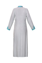 Load image into Gallery viewer, Striped Cotton Kaftan - Aqua Embroidery