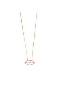 Gold & Ruby Lips Necklace
