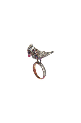 Diamond & Ruby Bird Ring