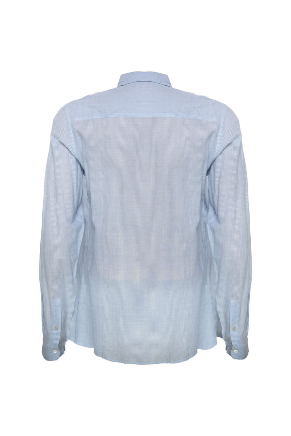Men's Cotton Embroidered Shirt - Pale Blue