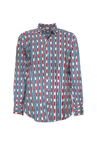 Ikat Print Men's Shirt - Teal