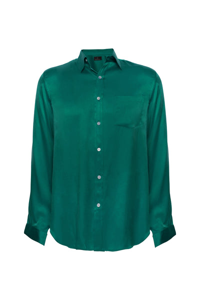 Men's Silk Shirt - Emerald Green Men's Silk Shirt - Emerald Green