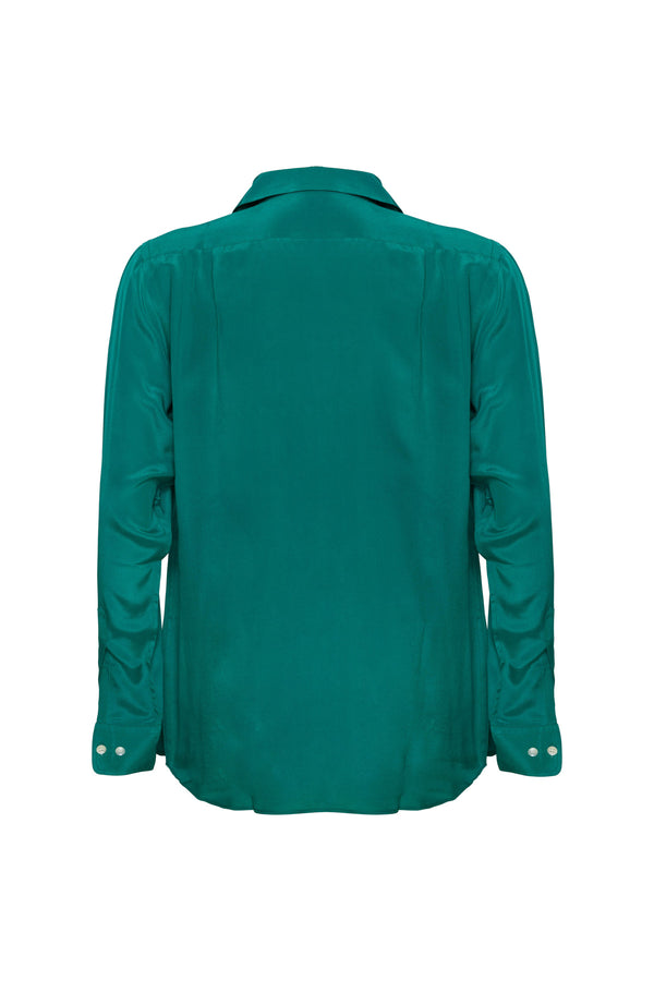 Men's Silk Shirt - Emerald Green