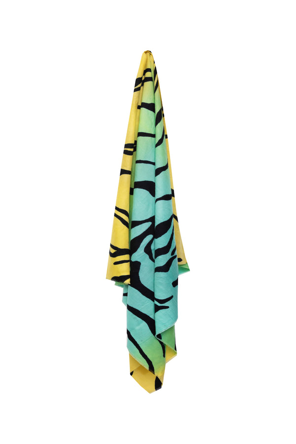 Tiger Hand-painted Ombres Shawl - Light Blue, Green, Yellow