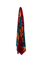 Load image into Gallery viewer, Tiger Hand-painted Ombres Shawl - Red, Orange &amp; Blue
