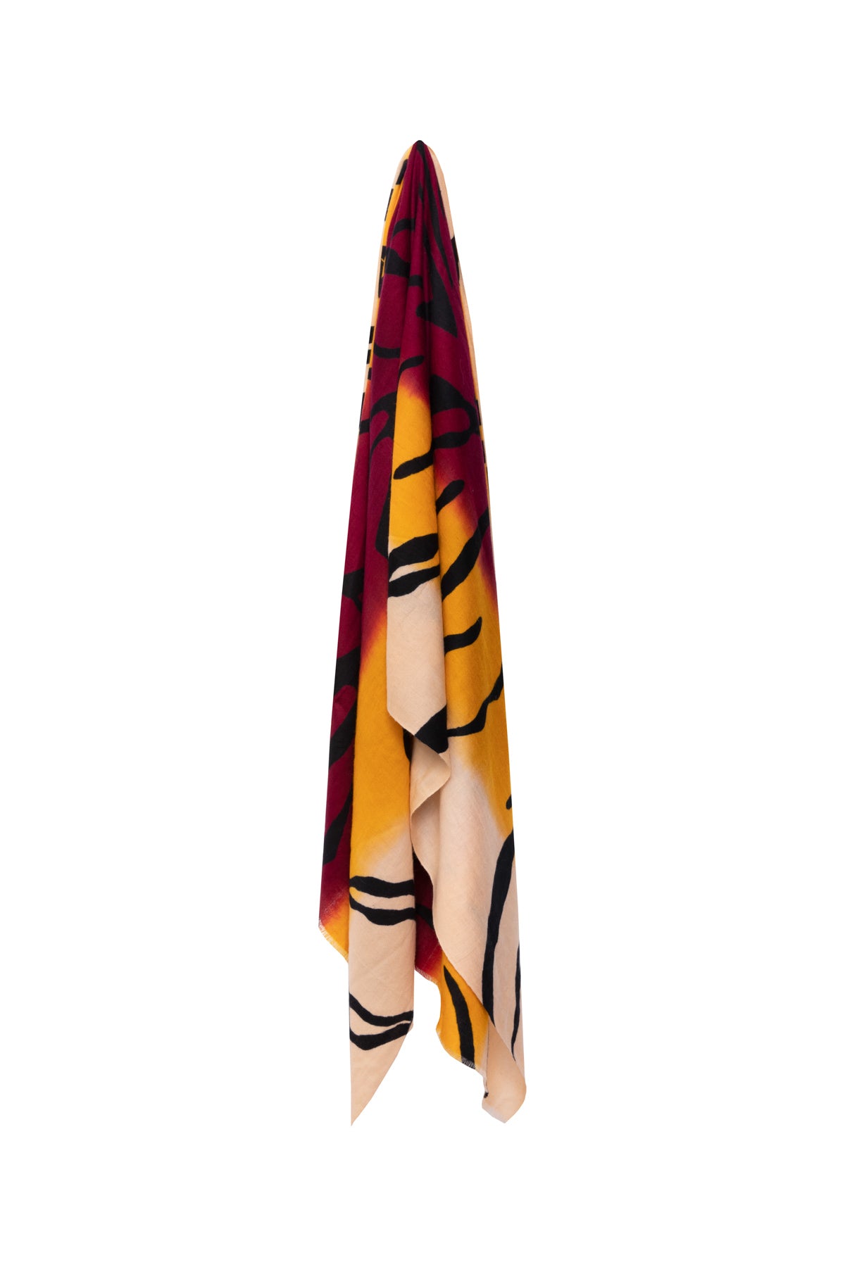 Tiger Hand-painted Ombres Shawl - Red, White & Orange