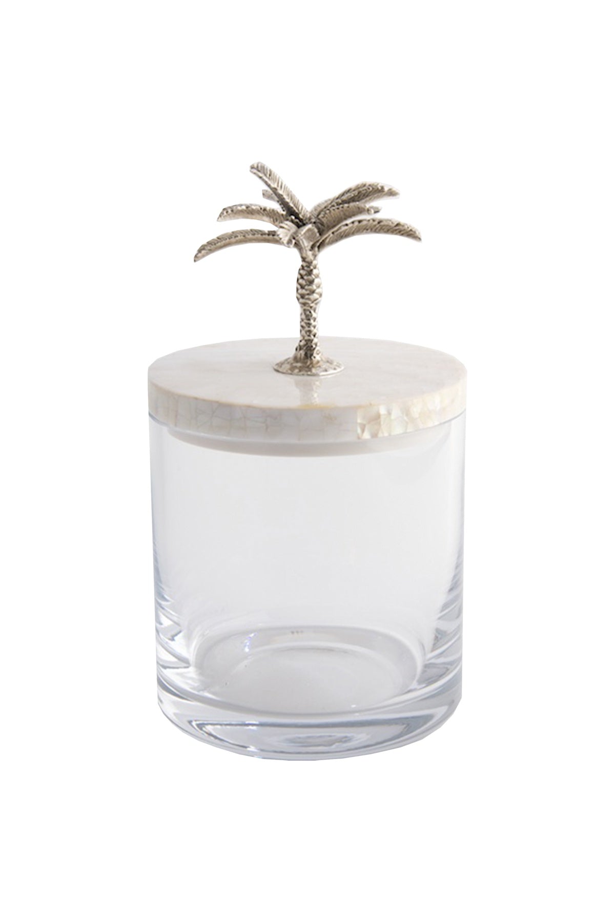 Glass Jar With Silver Plated Palm Tree