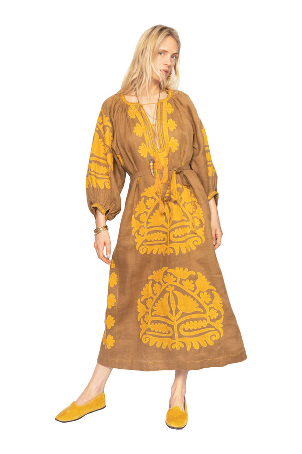 Shalimar Dress - Khaki & Mango