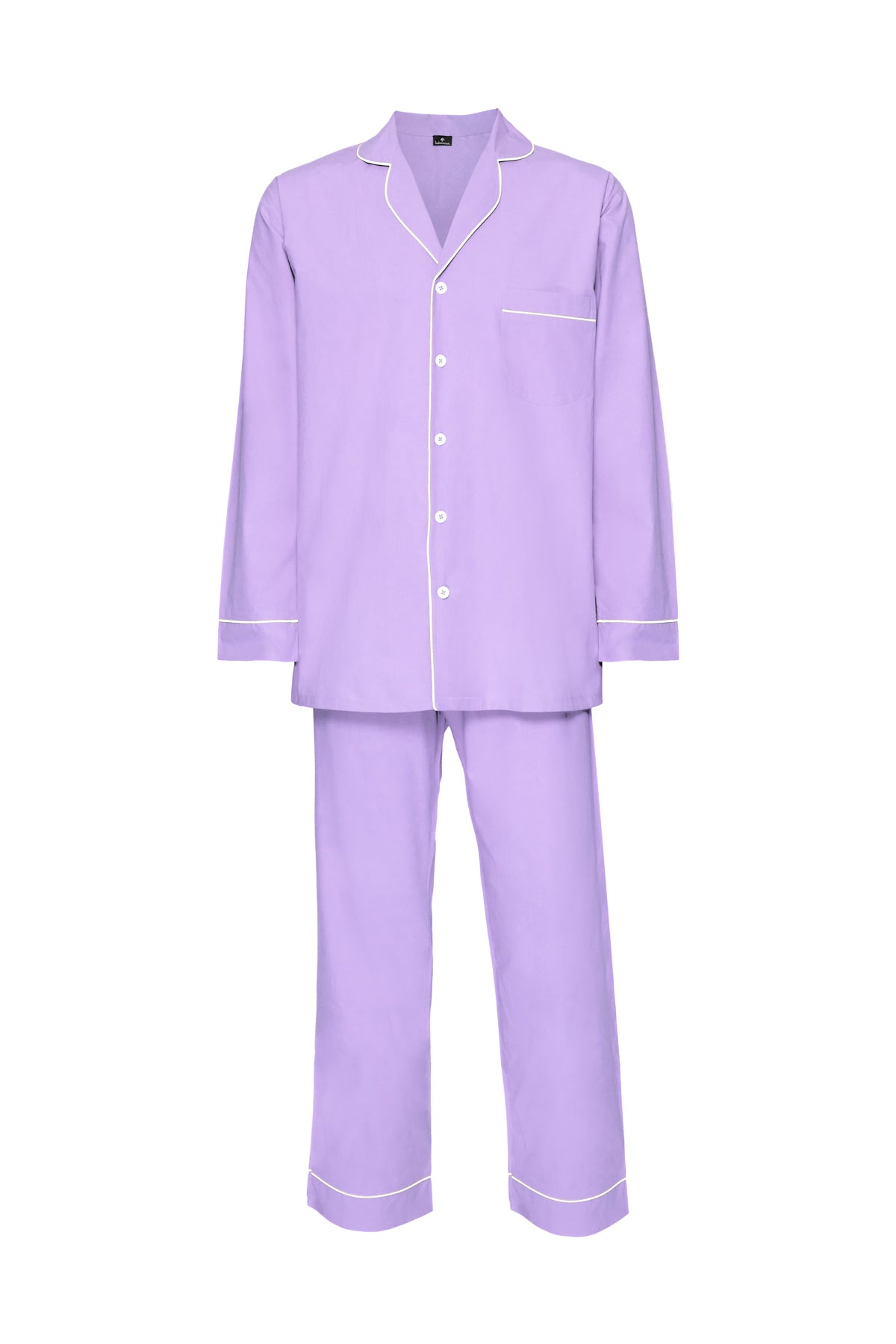 Men's Cotton Pyjamas - Purple & White Piping