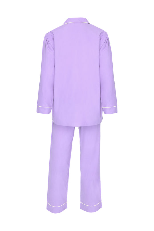 Women's Cotton Pyjamas - Purple & White Piping