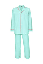 Load image into Gallery viewer, Men&#39;s Cotton Pyjamas - Turquoise &amp; Coral Piping