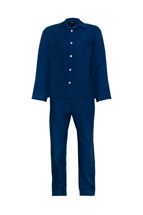 Men's Linen Pyjamas - Indigo