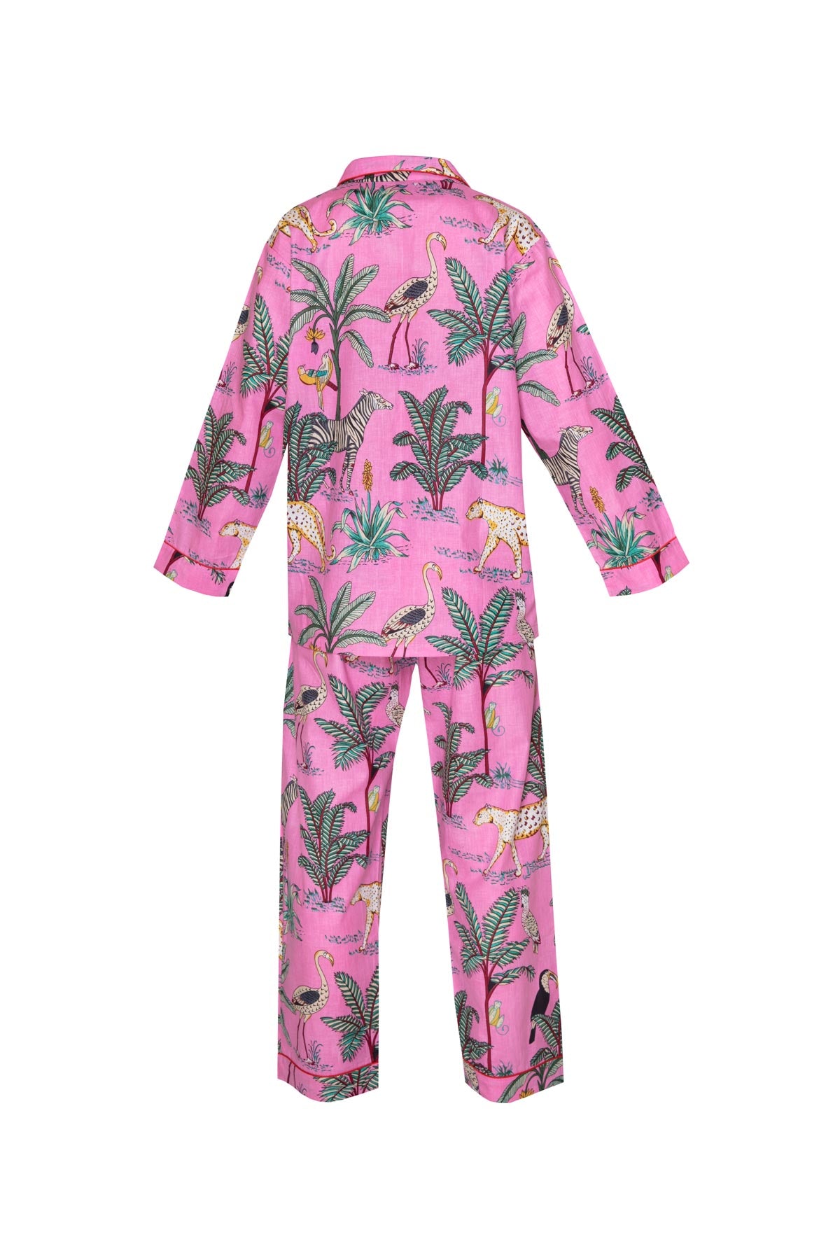 Cotton Jungle Print Pyjamas - Light Flamingo Pink