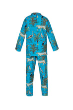Load image into Gallery viewer, Cotton Jungle Print Pyjamas - Bright Lapis Blue