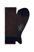 Load image into Gallery viewer, Italian Ribbed Socks - Navy &amp; Brown