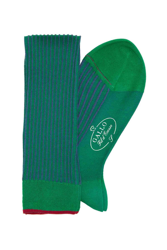 Italian Ribbed Socks - Green & Blue