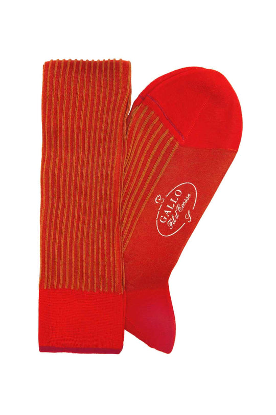 Italian Ribbed Socks - Red & Mustard