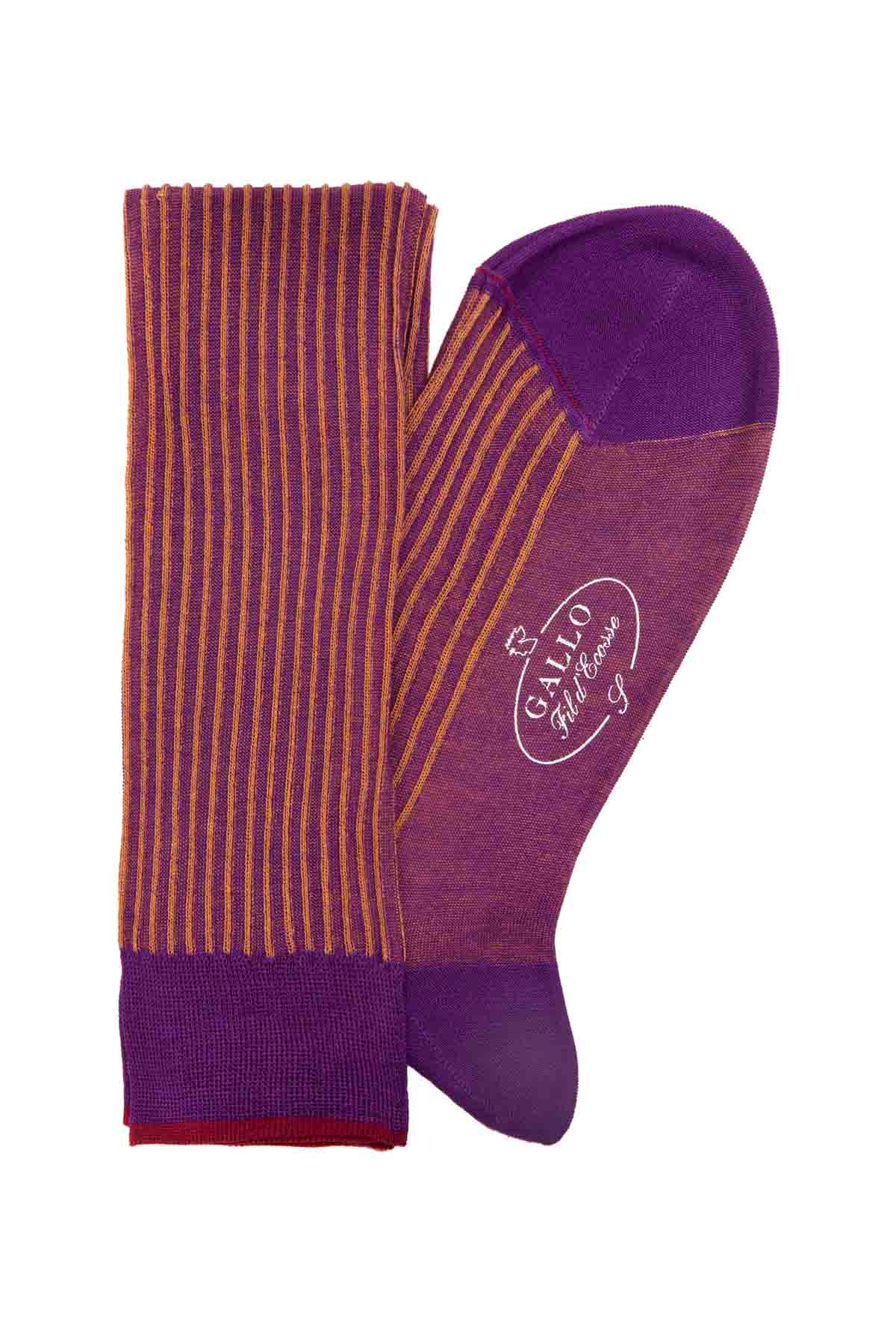Italian Ribbed Socks - Purple & Yellow