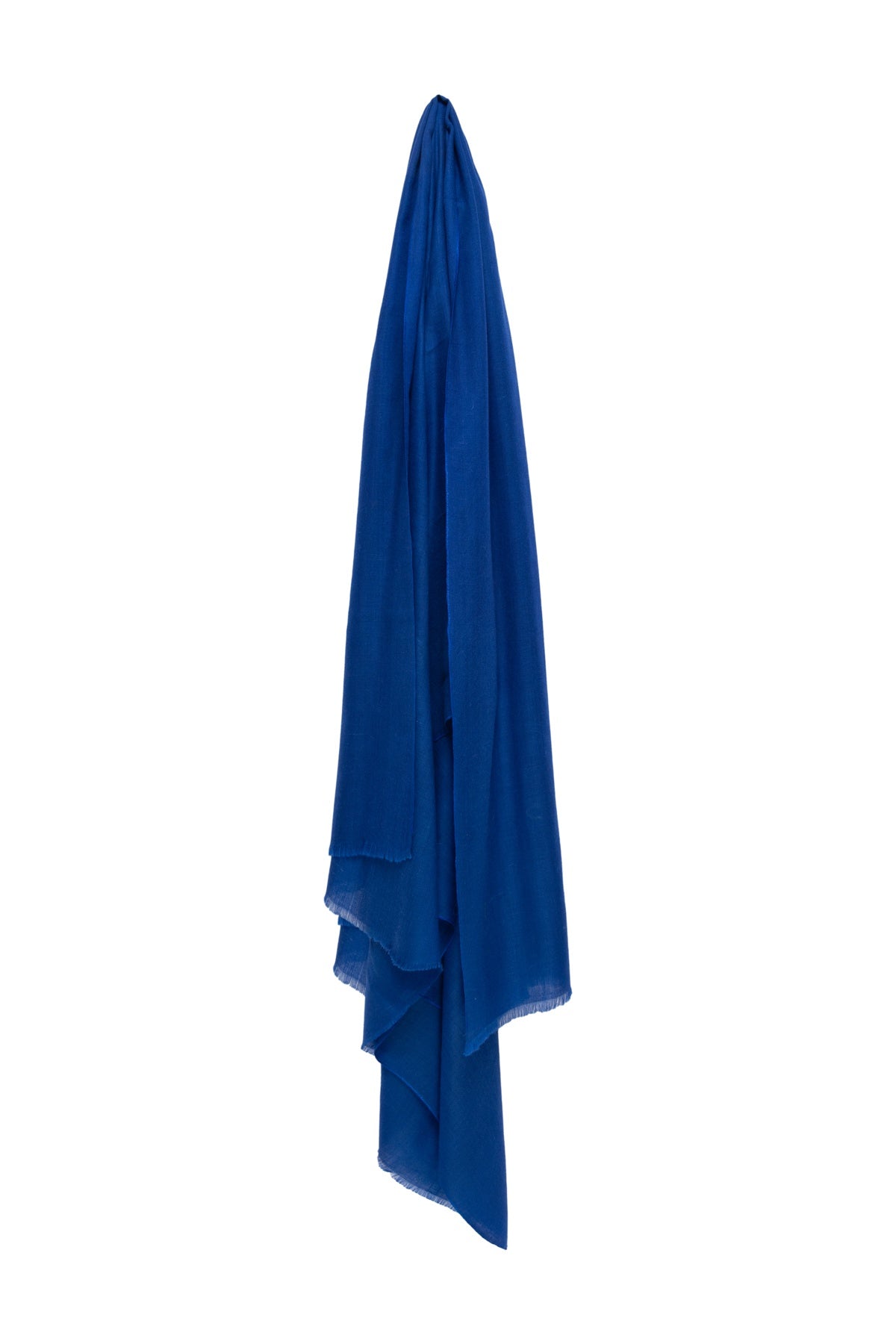 Classic Embroidered Edge Cashmere Shawl - Electric Blue