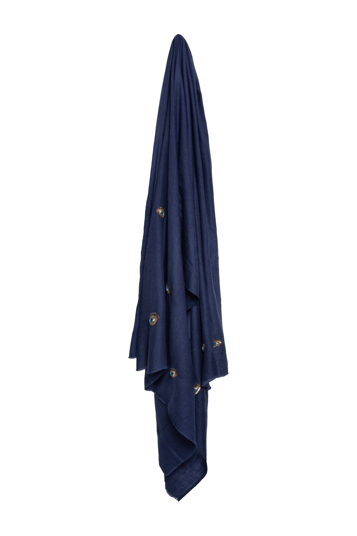 Eye Embroidered Shawl - Ink Blue
