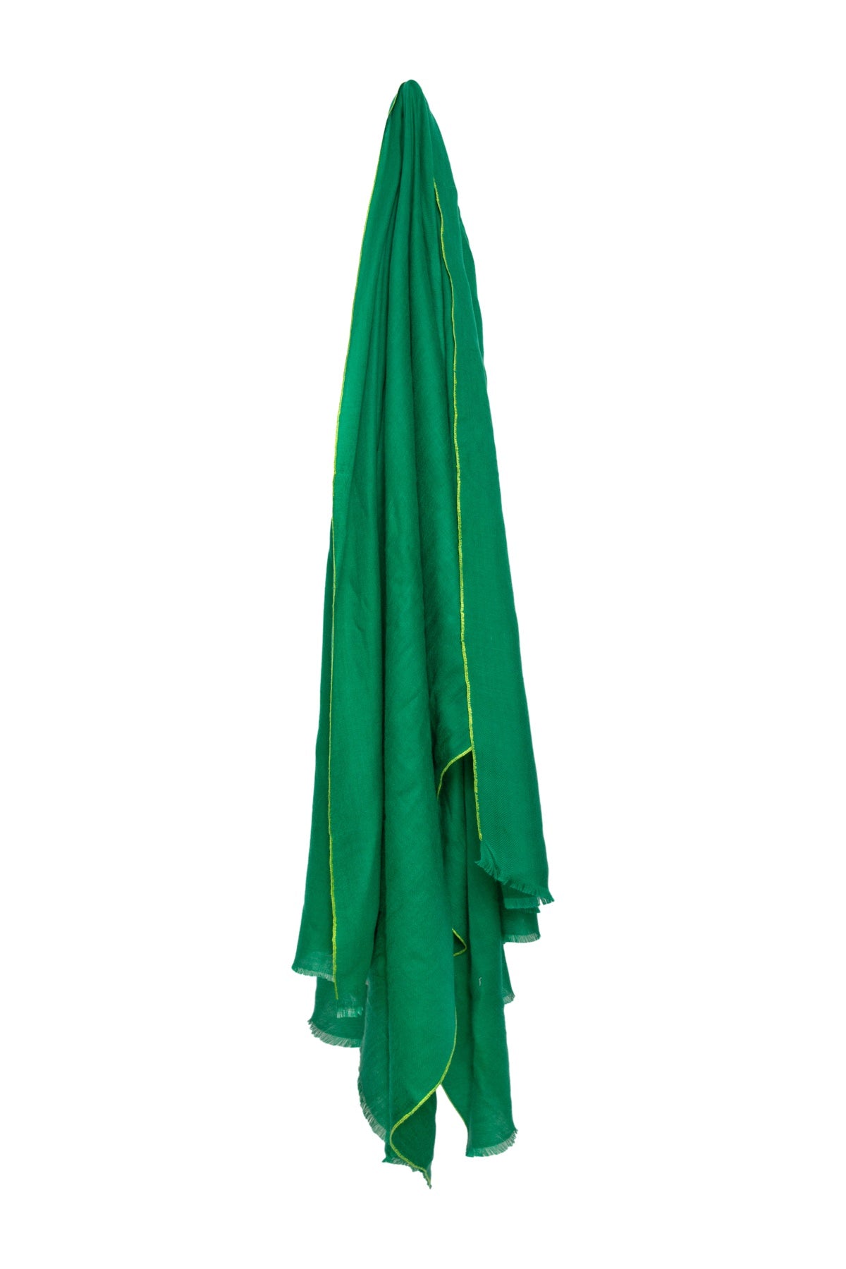Classic Embroidered Edge Cashmere Shawl - Emerald Green