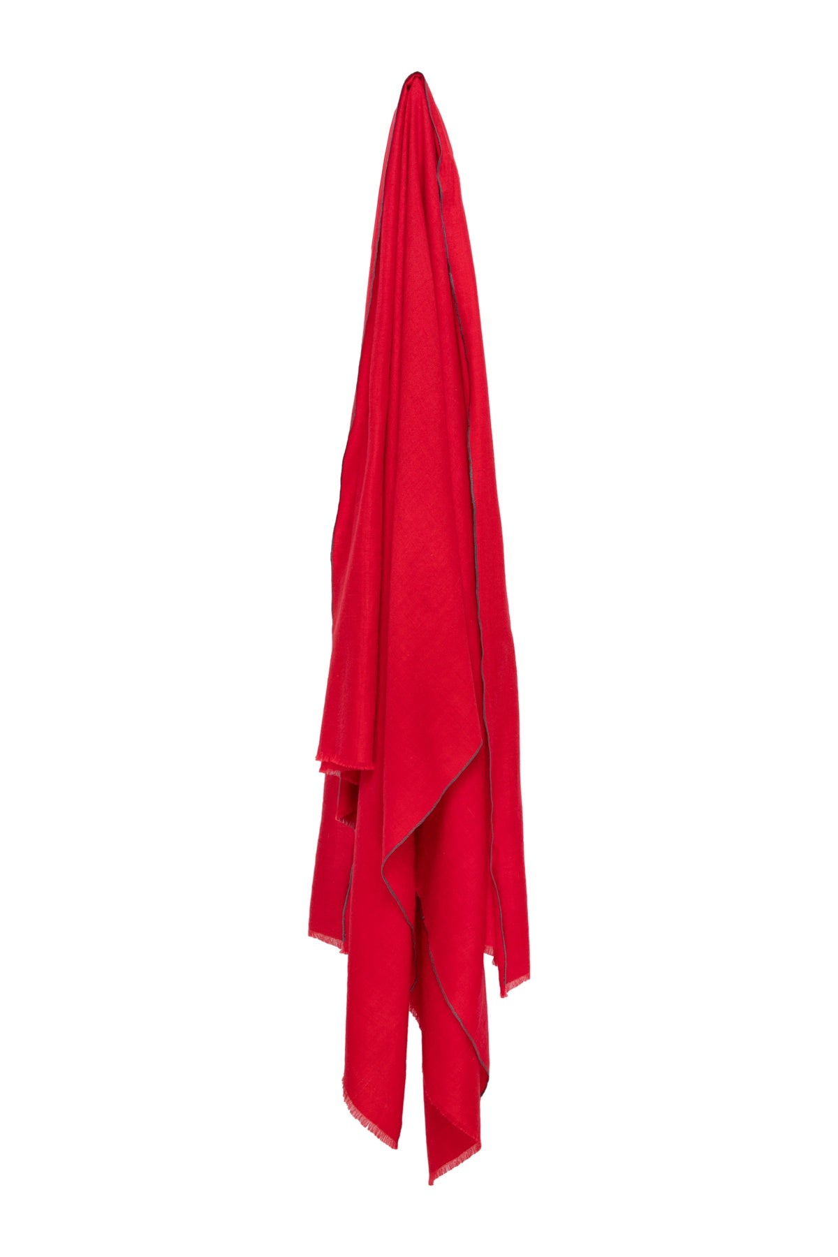Classic Embroidered Edge Cashmere Shawl - Red & Black