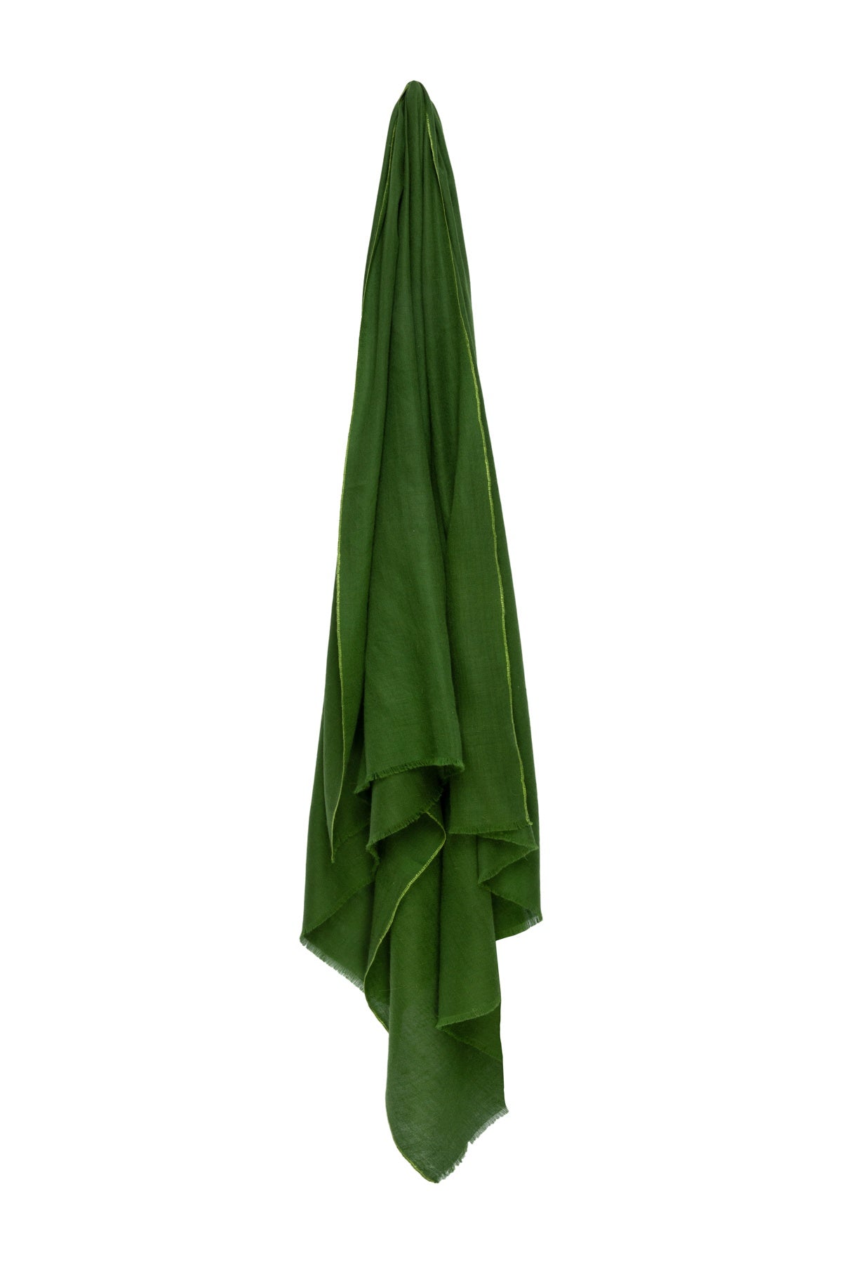 Classic Embroidered Edge Cashmere Pashmina Shawl - Hunting Green