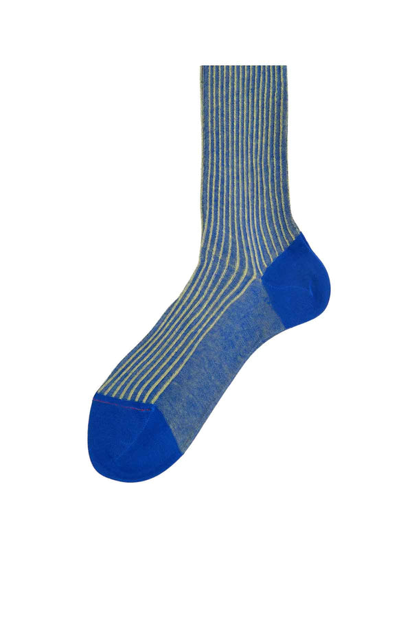 Italian Ribbed Socks - Royal Blue & Yellow