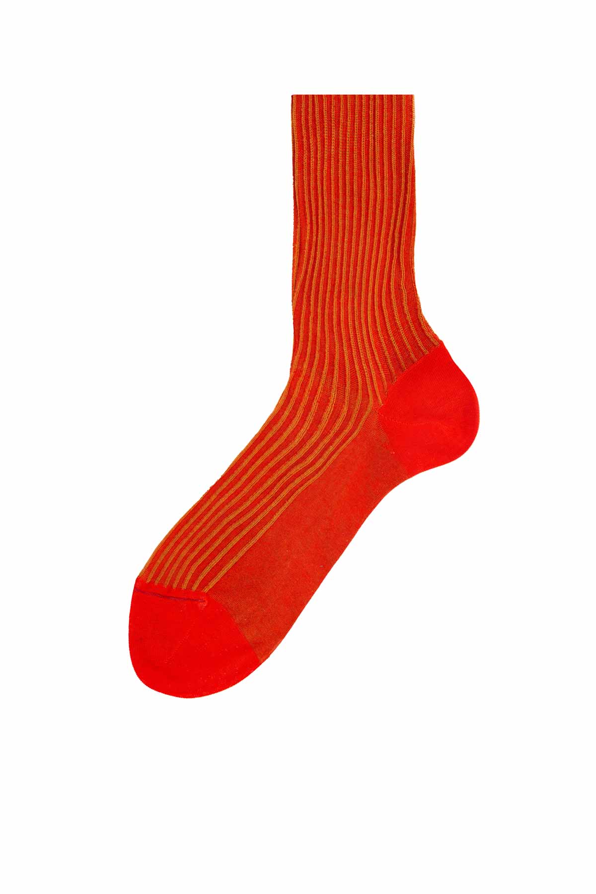 Italian Ribbed Socks - Red & Mustard