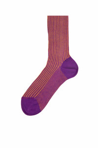 Italian Ribbed Socks - Purple & Yellow