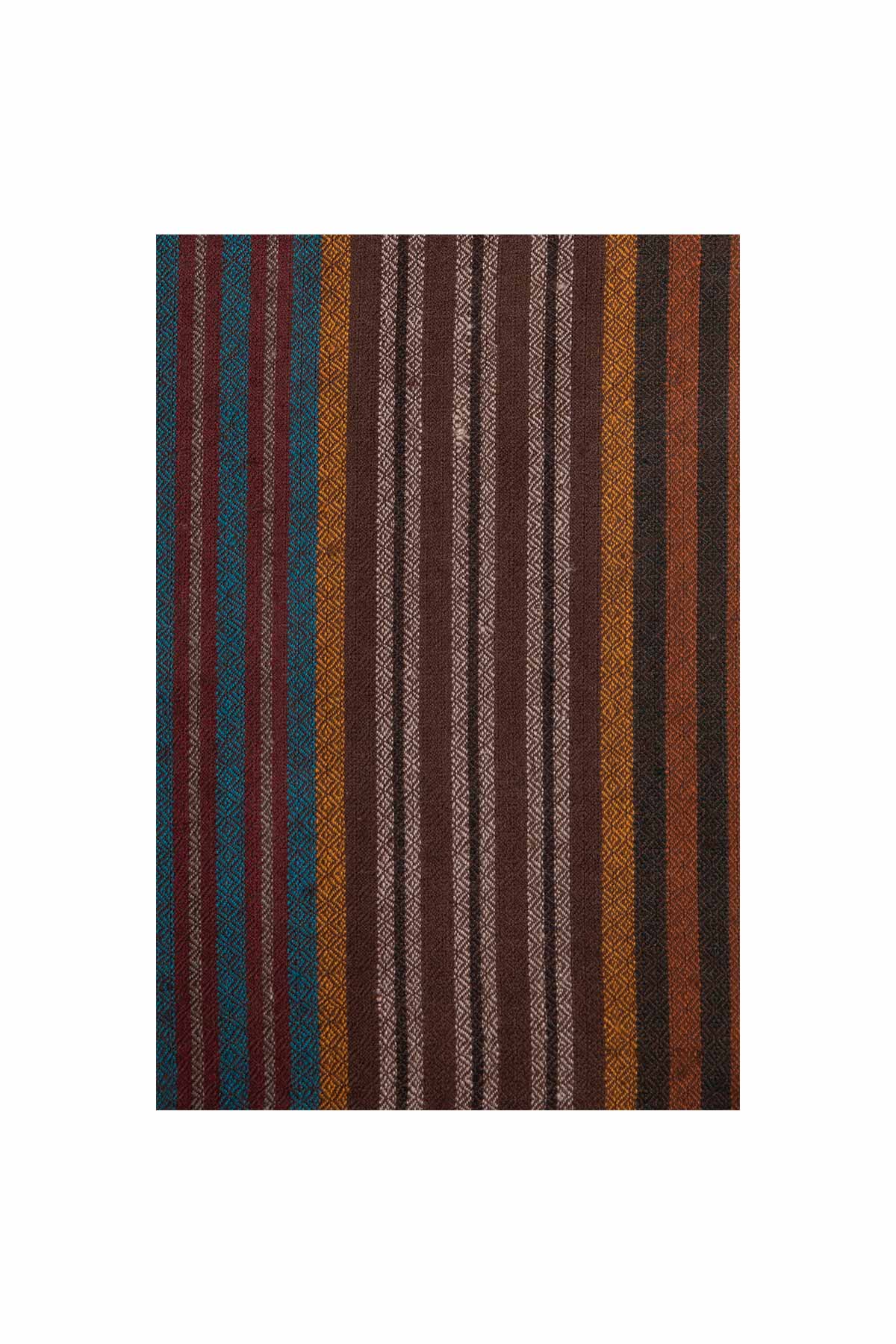 Multi Stripe Pashmina Shawl - Thin Brown, Orange & Blue