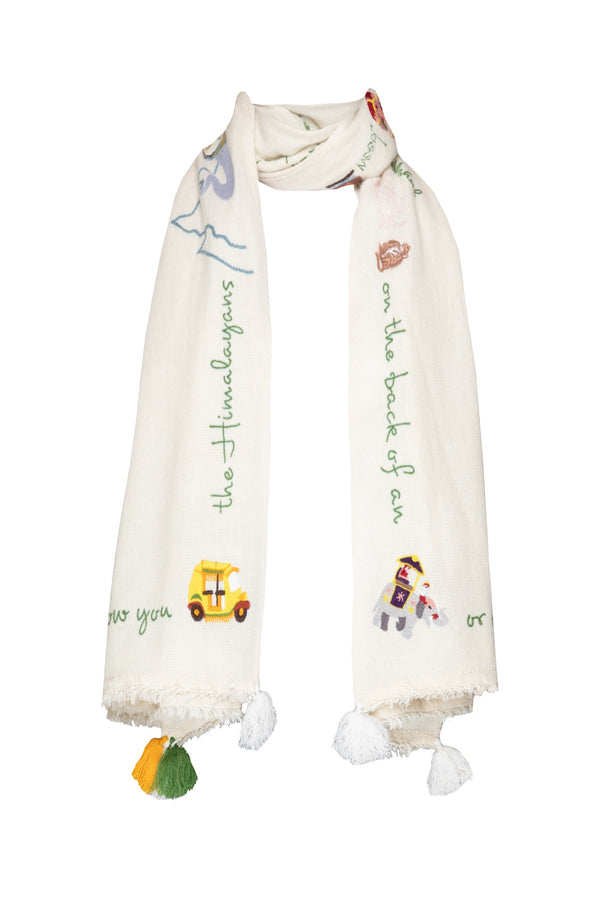 Indian Holiday Shawl - Off White