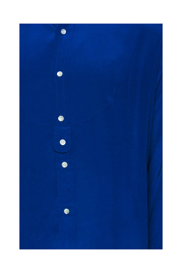 Men's Silk Cowboy Shirt - Bright Blue