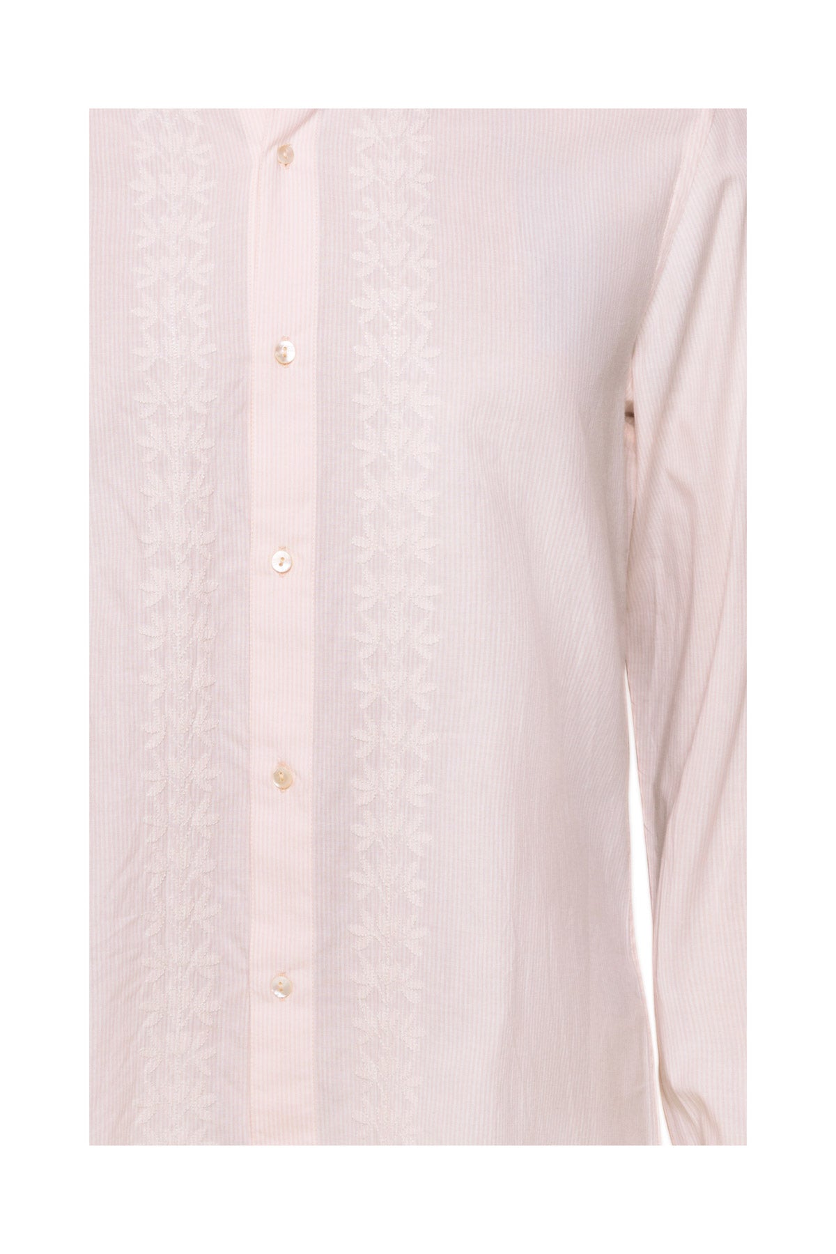 Men's Cotton Embroidered Shirt - Pale Pink