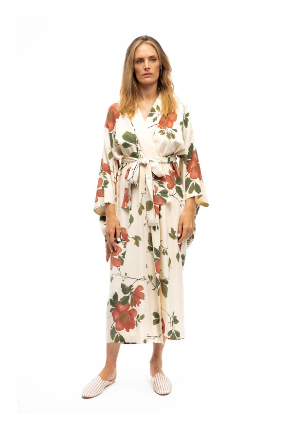 Floral Silk Kimono & Slip