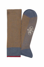 Load image into Gallery viewer, Italian Ribbed Socks - Warm Grey &amp; Orange