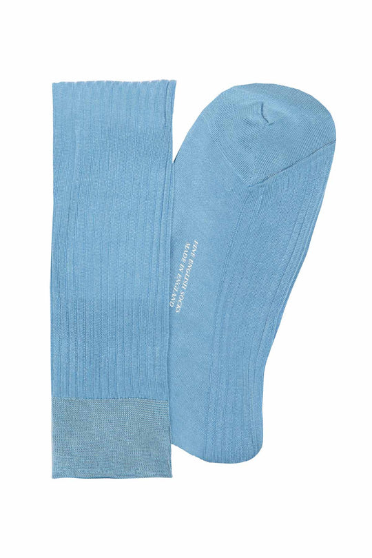 Long Men's Cotton Socks - Sea Blue