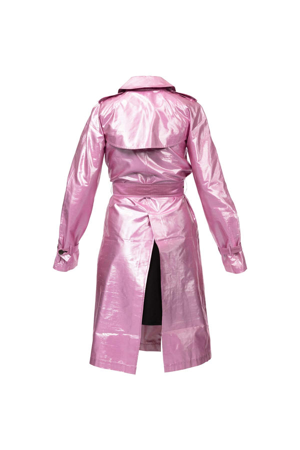 Metallic Silk Trench - Dusty Pink