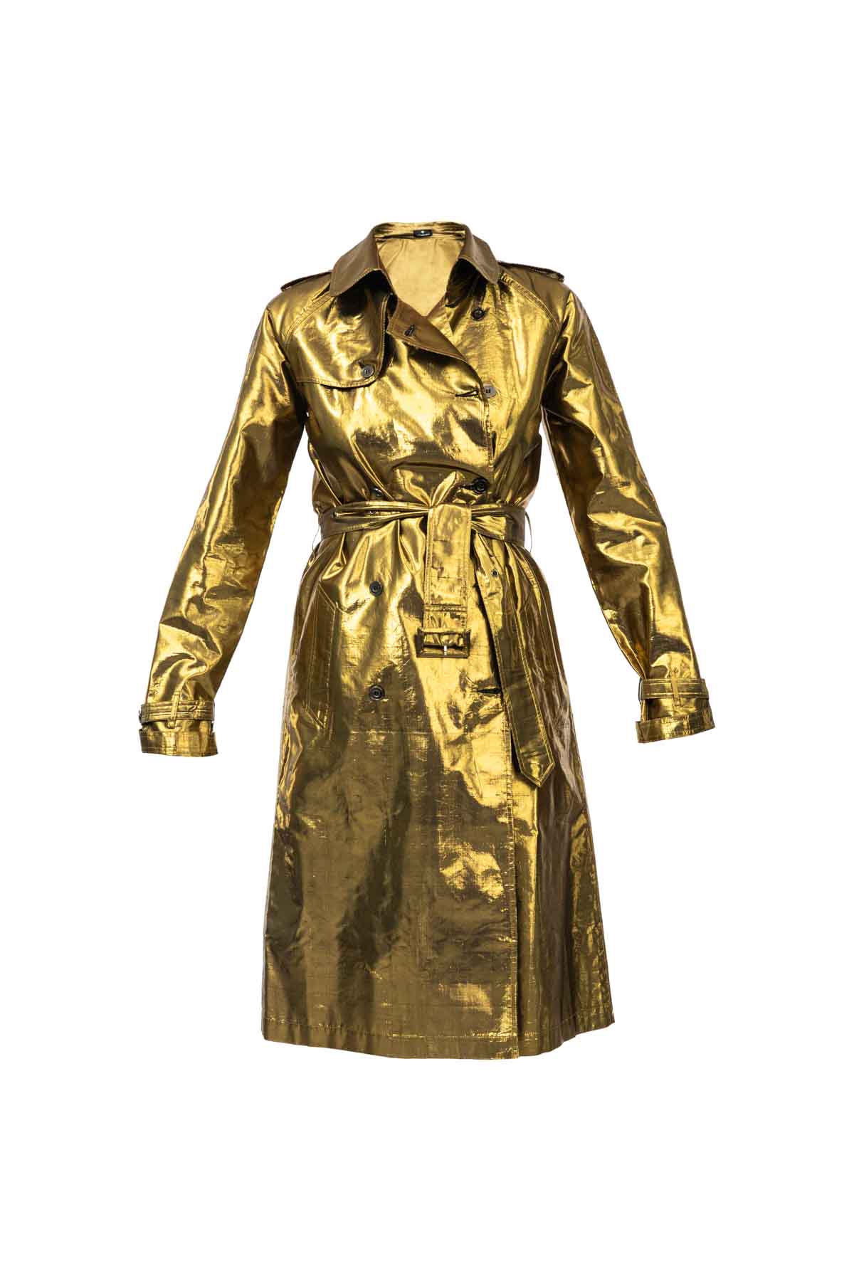 Metallic Silk Trench - Gold