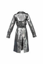 Load image into Gallery viewer, Metallic Silk Trench - Silver Black
