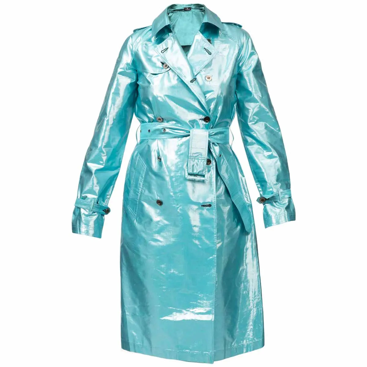 Metallic Silk Trench - Turquoise - Debonnaire