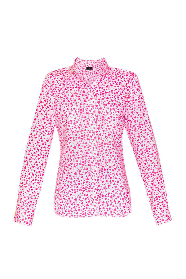 Women's Cotton Shirt - Pink Hearts