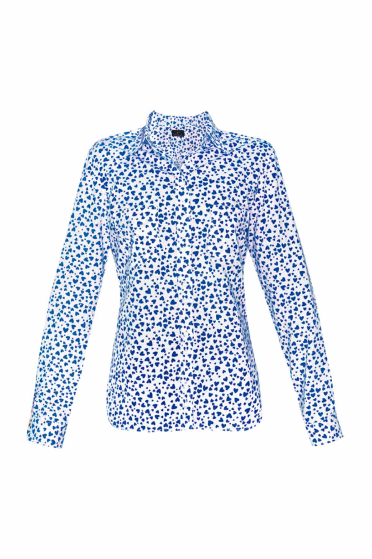 Women's Cotton Shirt - Blue Hearts